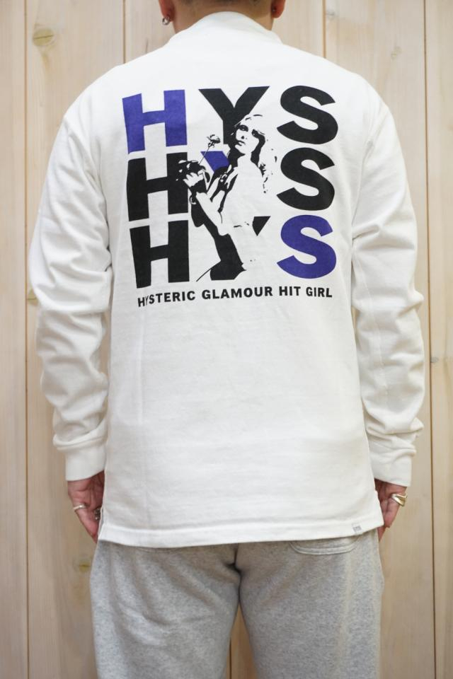 HYSTERIC GLAMOUR 02223CL11 HIT GIRL モックネックTシャツ WHITE 正規通販 メンズ