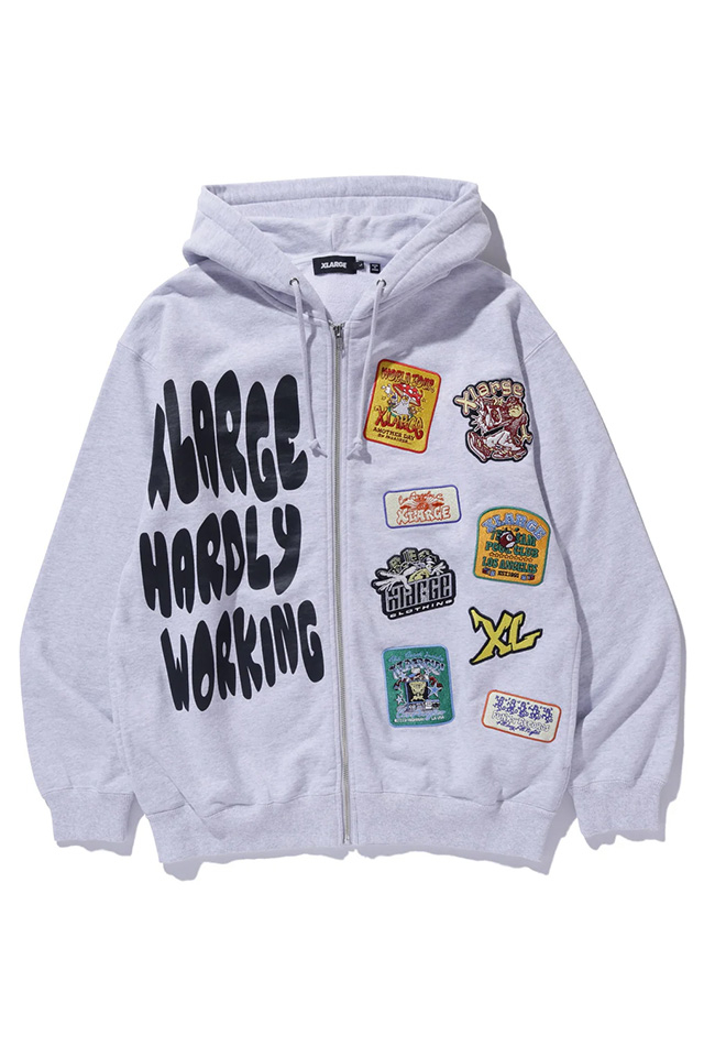 XLARGE エクストララージ 101244012003 MULTI LOGO ZIP UP HOODED SWEATSHIRT ジップパーカー ASH 正規通販 メンズ レディース