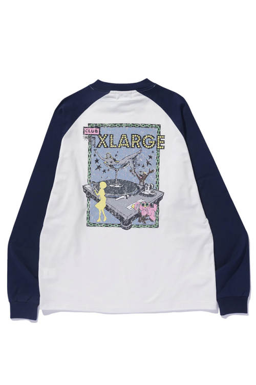 XLARGE エクストララージ 101243011012 XLARGE CLUB RAGLAN L/S TEE ラグランロングスリーブTシャツ OFF WHITE 正規通販 メンズ レディース