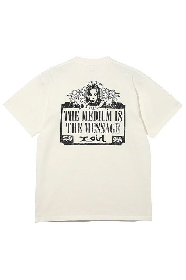 X-girl エックスガール 105242011026 VINTAGE LABEL FACE LOGO S/S TEE Tシャツ WHITE 正規通販 レディース