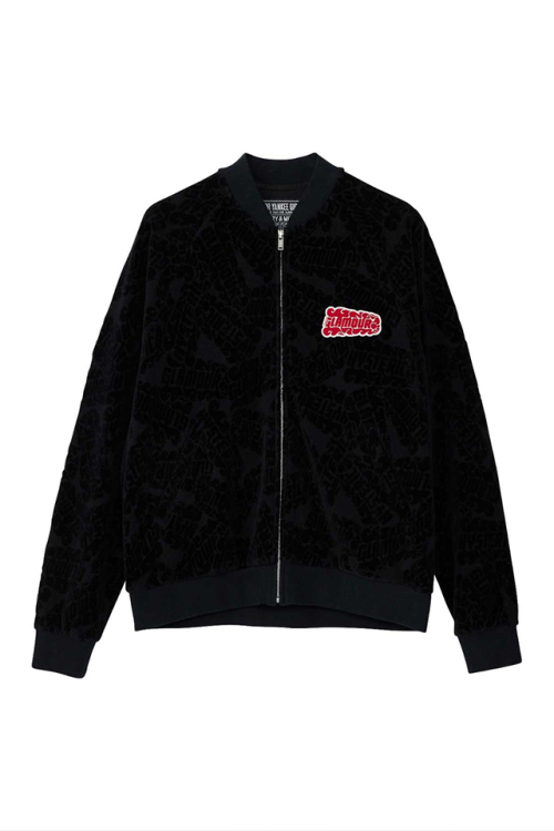 HYSTERIC GLAMOUR ヒステリックグラマー 02243CJ01 FLAME LOGO柄ジャカード ジャンパー BLACK 正規通販 メンズ