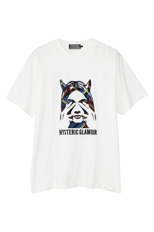 HYSTERIC GLAMOUR ヒステリックグラマー 02243CT08 SEE NO EVIL刺繍 Tシャツ WHITE 正規通販 メンズ