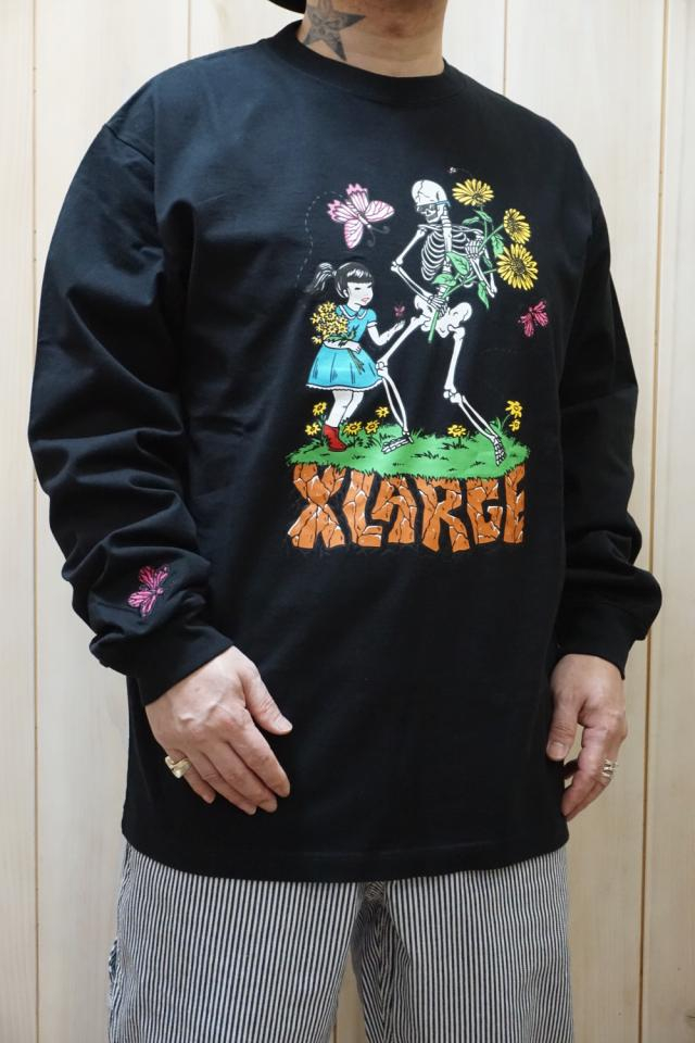 XLARGE エクストララージ 101222011007 DAISY GARDEN L/S TEE XLARGE ロングスリーブTシャツ BLACK 正規通販 メンズ レディース