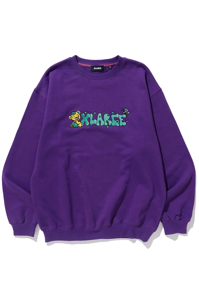 XLARGE エクストララージ 101231012018 MAD BEAR CREWNECK SWEAT XLARGE クルーネックスウェット PURPLE 正規通販 メンズ レディース