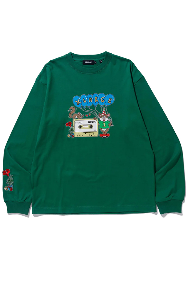 XLARGE エクストララージ 101231011007 TWO OF A KIND L/S TEE XLARGE ロングスリーブTシャツ GREEN 正規通販 メンズ レディース