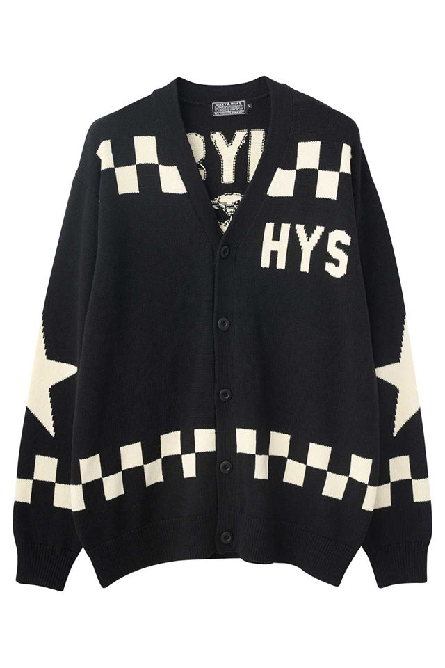 HYSTERIC GLAMOUR ヒステリックグラマー 02251ND01 IN THE STUDIO編込 カーディガン BLACK 正規通販 メンズ レディース