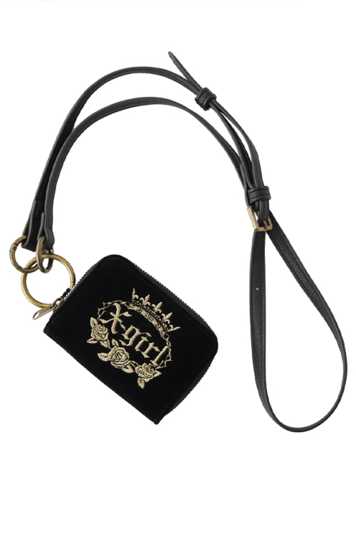 X-girl エックスガール 105244054011 ROSE AND CROWN COIN CARD CASE コイン&カードケース BLACK 正規通販 レディース