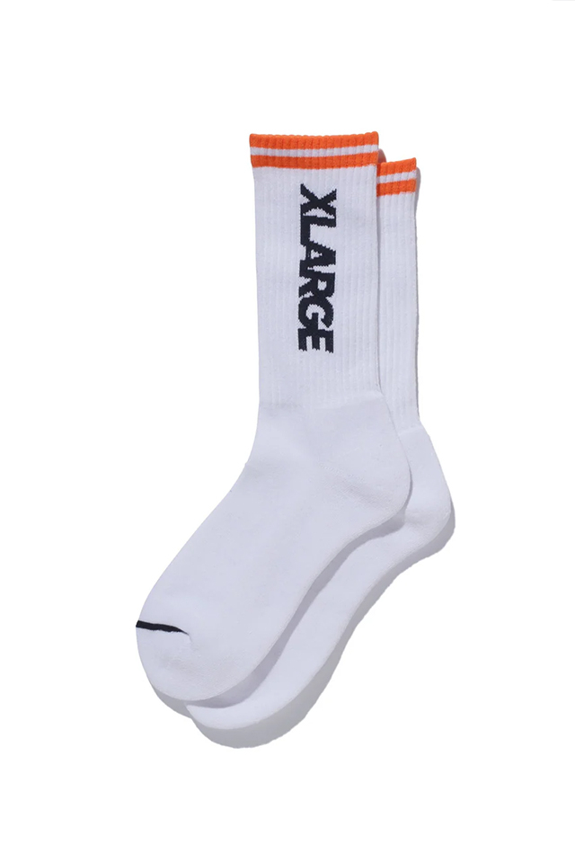 XLARGE エクストララージ 101242054007 CONTRAST STRIPED STANDARD LOGO SOCKS ソックス WHITE 正規通販 メンズ レディース