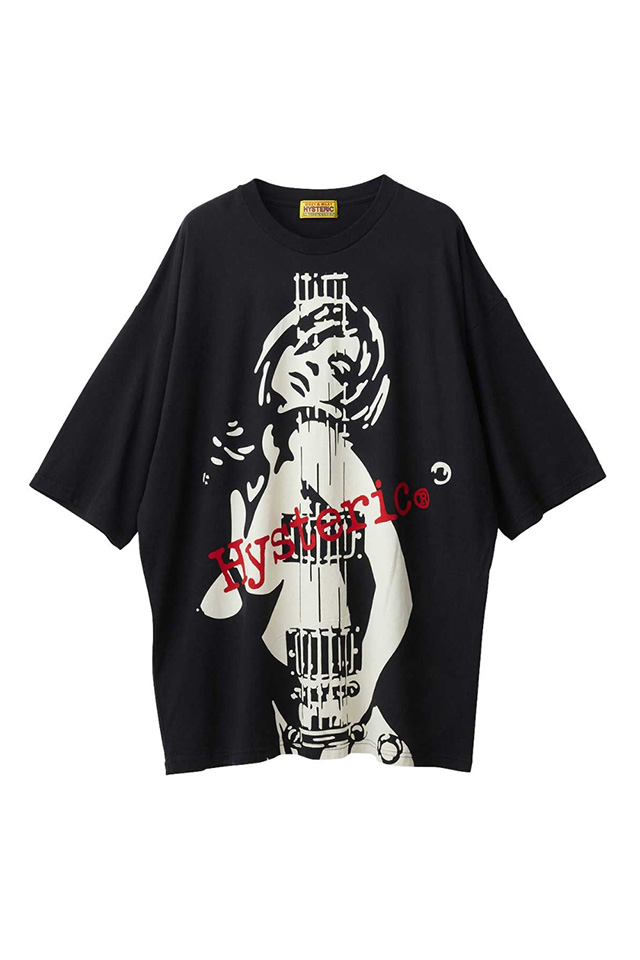 HYSTERIC GLAMOUR ヒステリックグラマー 01243CO01 GUITAR GIRL ワンピース BLACK 正規通販 レディース メンズ