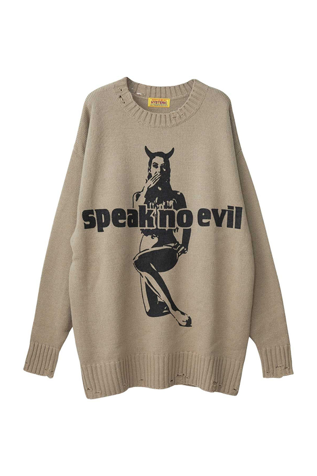 HYSTERIC GLAMOUR ヒステリックグラマー 01243NO04 SPEAK NO EVIL ワンピース BEIGE 正規通販 レディース