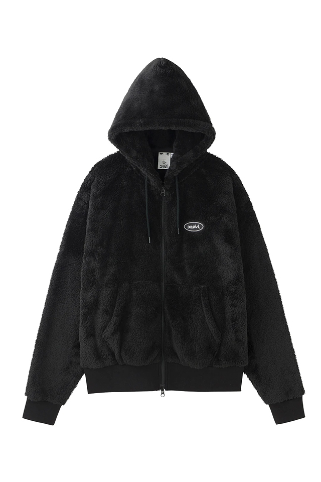 X-girl エックスガール 105244012031 FLUFFY ZIP UP HOODIE ジップパーカー BLACK 正規通販 レディース