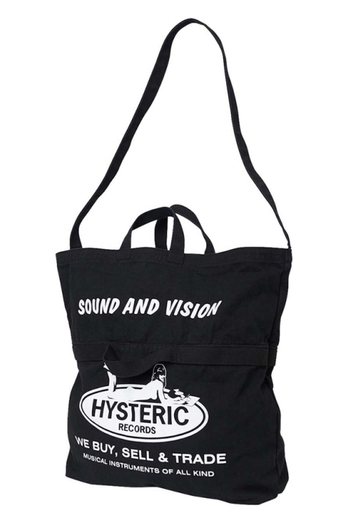 HYSTERIC GLAMOUR ヒステリックグラマー 02243QB02 HYSTERIC RECORDS 2WAYトートバッグ BLACK 正規通販 メンズ レディース