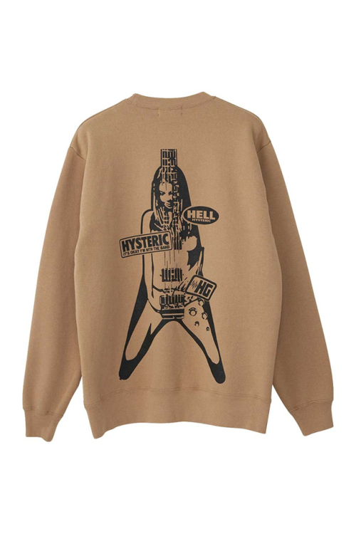 HYSTERIC GLAMOUR ヒステリックグラマー 02243CS04 FLYING V スウェット BEIGE 正規通販 メンズ