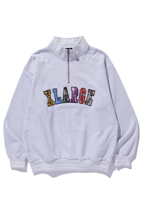 XLARGE エクストララージ 101244012028 MIXED LOGO HALF ZIP SWEATSHIRT ハーフジップスウェット ASH 正規通販 メンズ レディース