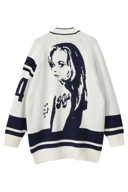 HYSTERIC GLAMOUR ヒステリックグラマー 01243ND01 MOTOR CITY BABYワッペンジャカード カーディガン WHITE 正規通販 レディース メンズ