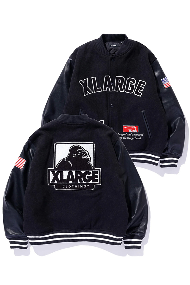 XLARGE エクストララージ 101244021005 OG LOGO VARSITY JACKET スタジャン BLACK 正規通販 メンズ レディース