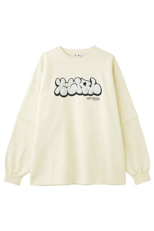 X-girl エックスガール 105244012011 PLUMP LOGO LAYERED SWEAT TOP スウェット WHITE 正規通販 レディース