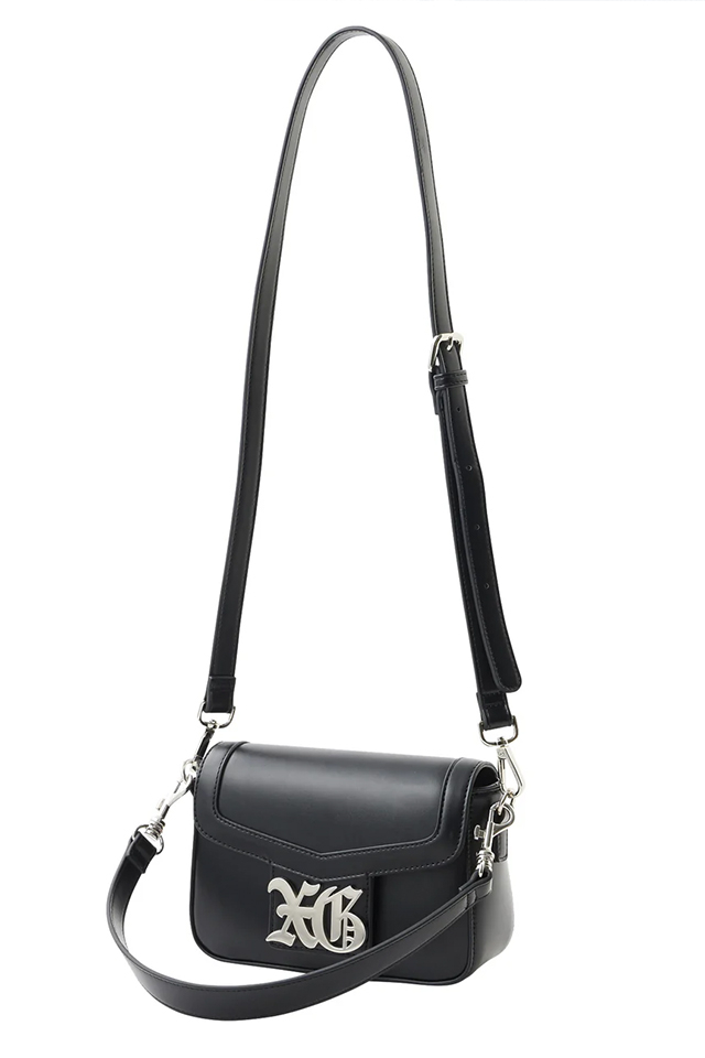 X-girl エックスガール 105244053005 OLD ENGLISH LOGO BUCKLE 2WAY FAUX LEATHER BAG ショルダーバッグ BLACK 正規通販 レディース