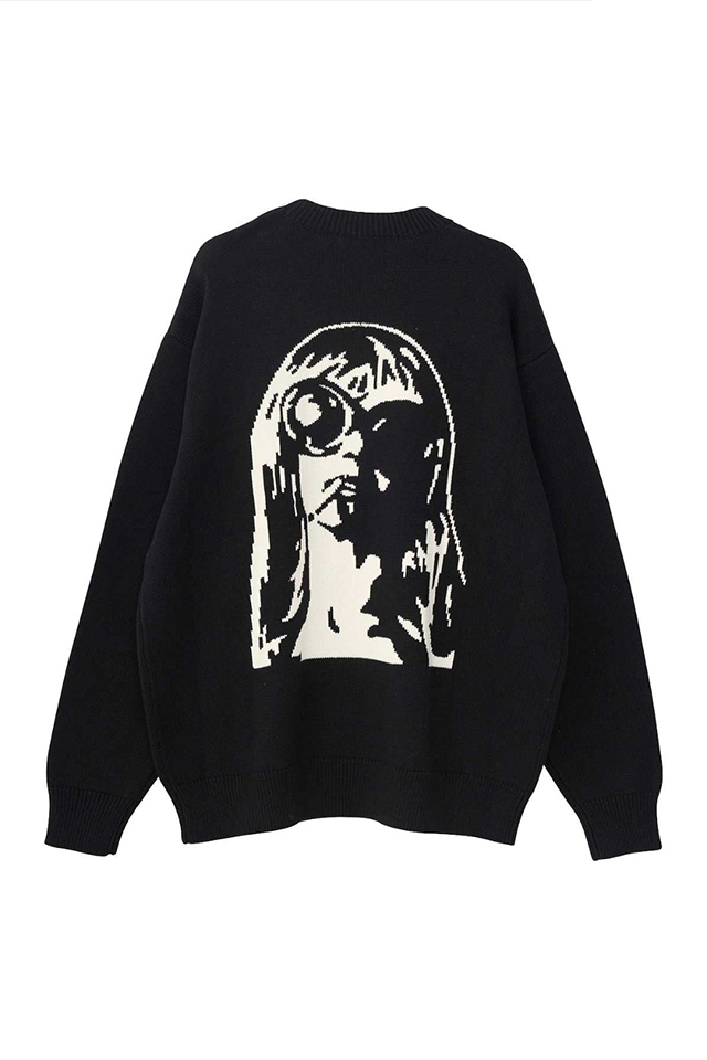 HYSTERIC GLAMOUR ヒステリックグラマー 02243NS04 THE BAD GIRLS編込 セーター BLACK 正規通販 メンズ