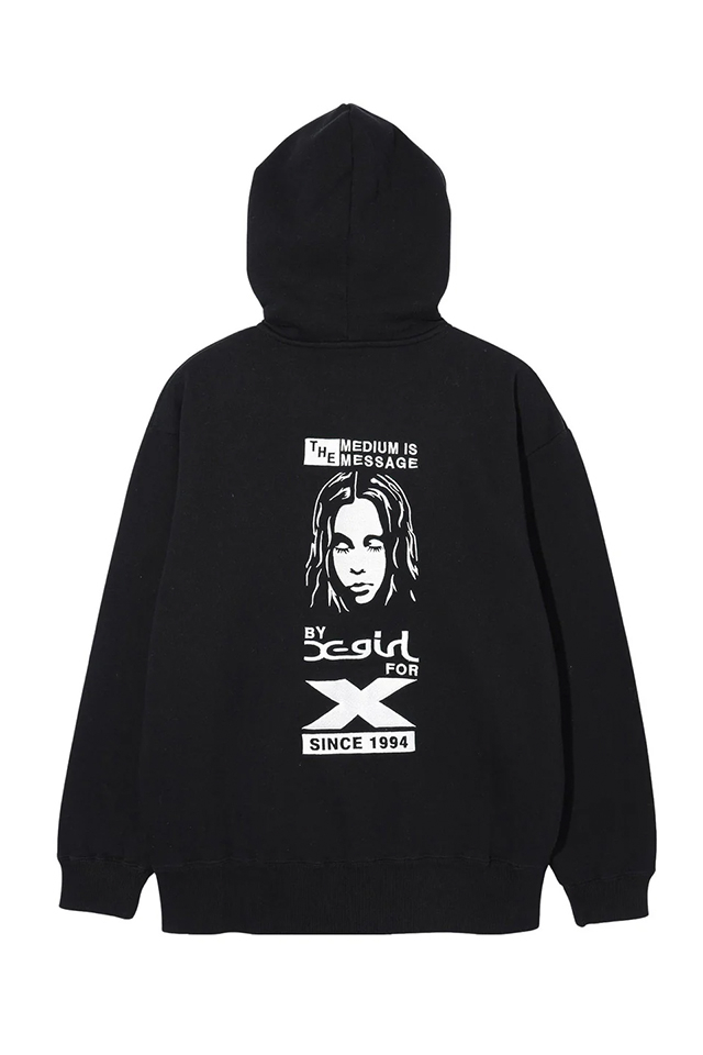 X-girl エックスガール 105243012012 BY X-GIRL FOR X ZIP UP SWEAT HOODIE スウェットパーカー BLACK 正規通販 レディース