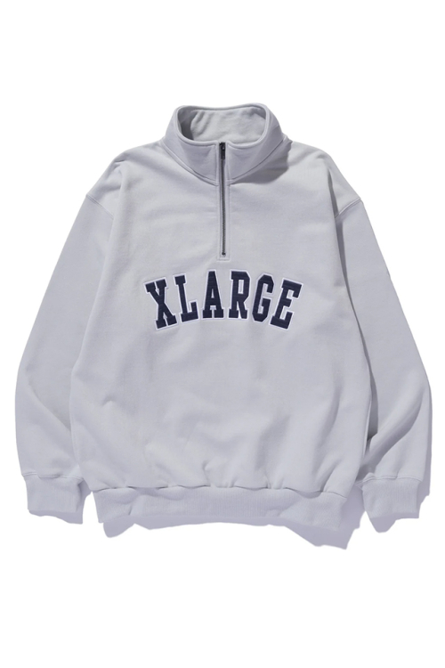 XLARGE エクストララージ 101244012008 ARCH LOGO HALF ZIP SWEATSHIRT ハーフジップスウェット GRAY 正規通販 メンズ レディース コラボ