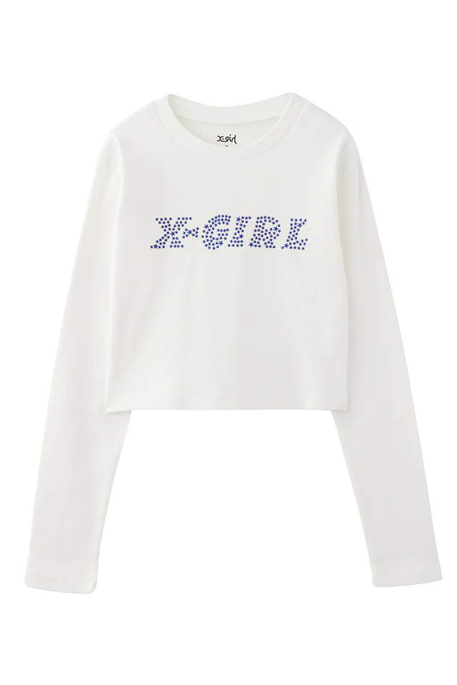 X-girl エックスガール 105244013008 TEE STAR LOGO L/S BABY TEE ベビーTシャツ WHITE 正規通販 レディース