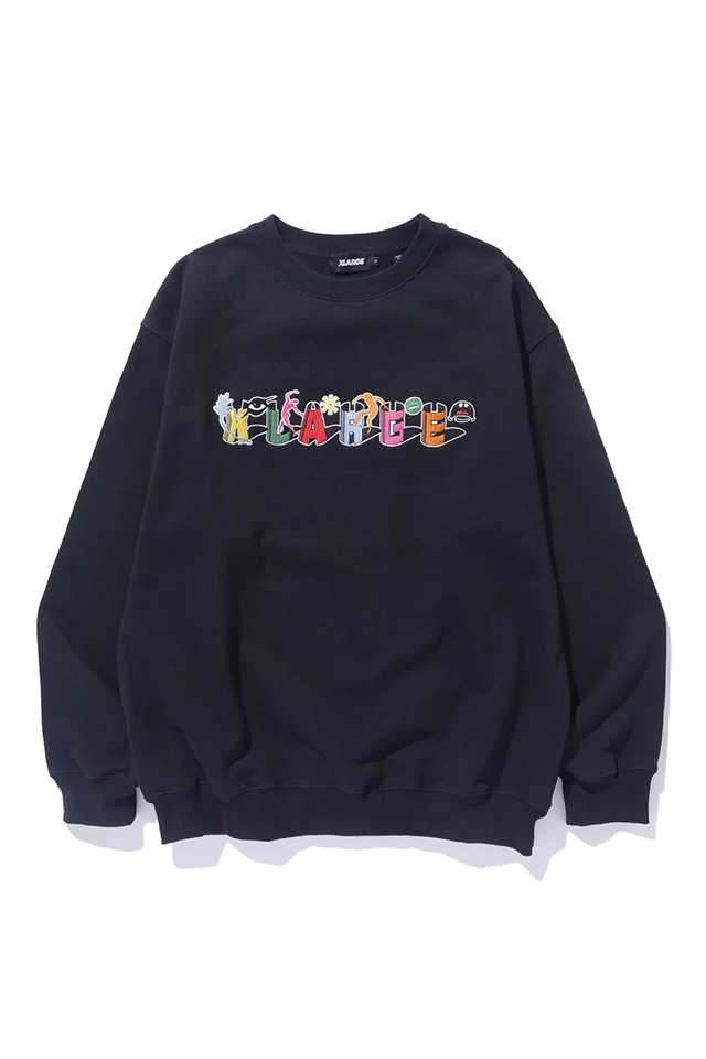 XLARGE エクストララージ 101244012002 ODD MOTIFS CREWNECK SWEATSHIRT クルーネックスウェット BLACK 正規通販 メンズ レディース