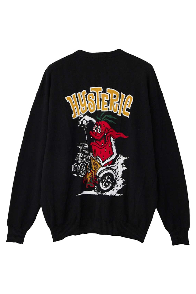 HYSTERIC GLAMOUR ヒステリックグラマー 02243ND05 STBM RACINGジャカード カーディガン BLACK 正規通販 メンズ