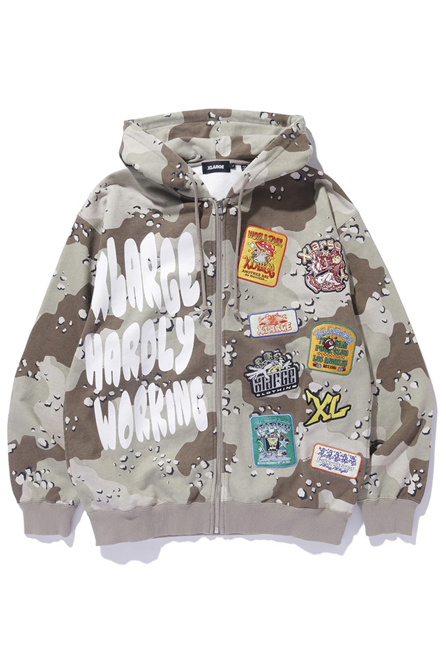 XLARGE エクストララージ 101244012003 MULTI LOGO ZIP UP HOODED SWEATSHIRT ジップパーカー CAMO 正規通販 メンズ レディース