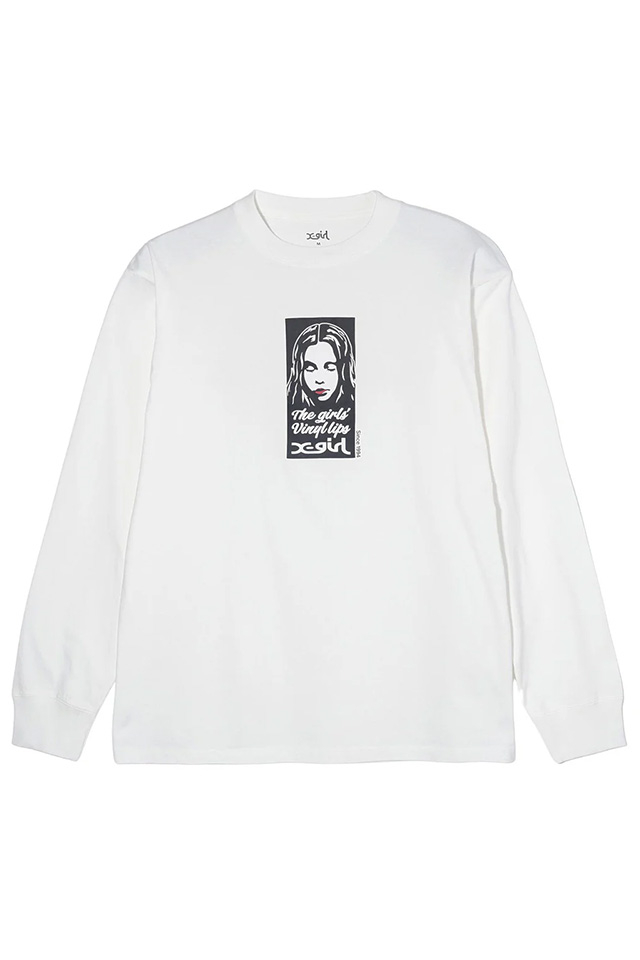 X-girl エックスガール 105243011017 VINYL LIP FACE L/S TEE ロングスリーブTシャツ WHITE 正規通販 レディース