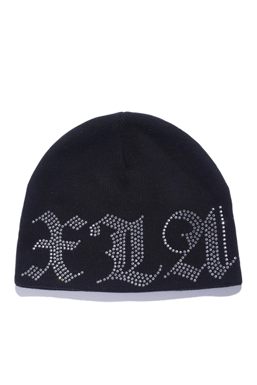 XLARGE エクストララージ 101243051006 RHINESTONE LOGO KNIT CAP ラインストーンロゴニットキャップ BLACK 正規通販 メンズ レディース