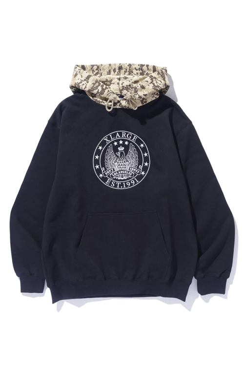 XLARGE エクストララージ 101243012018 PATTERN BLOCKED HOODED SWEATSHIRT パーカー BLACK 正規通販 メンズ レディース