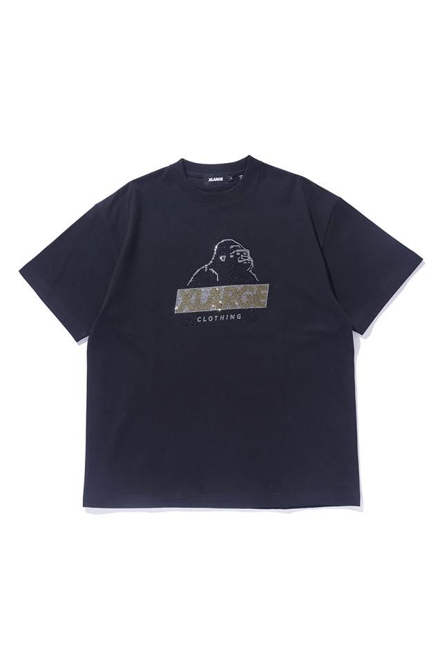 XLARGE エクストララージ 101242011072 RHINE STONE SLANTED OG S/S TEE Tシャツ BLACK 正規通販 メンズ レディース