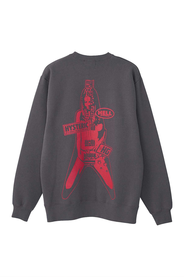 HYSTERIC GLAMOUR ヒステリックグラマー 02243CS04 FLYING V スウェット CHACOAL 正規通販 メンズ