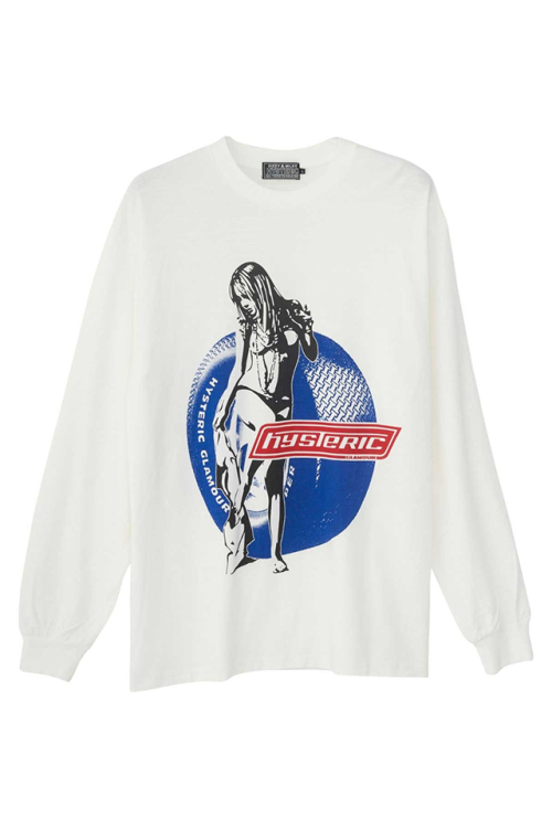 HYSTERIC GLAMOUR ヒステリックグラマー 02243CL01 HYSTERIC MOTOR GIRL Tシャツ WHITE 正規通販 メンズ