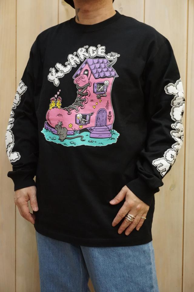 XLARGE エクストララージ 101221011008 BOOTS HOUSE L/S TEE XLARGE ロングスリーブTシャツ BLACK 正規通販 メンズ レディース