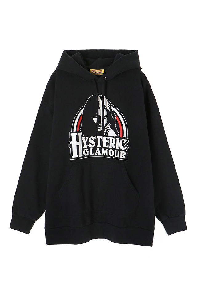 HYSTERIC GLAMOUR ヒステリックグラマー 01243CF01 SUNSET NY オーバーサイズパーカー BLACK 正規通販 レディース メンズ