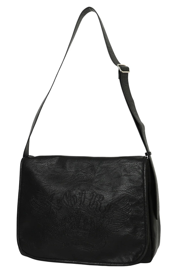 X-girl エックスガール 105243053008 CROWN AND WINGS FAUX LEATHER MESSENGER BAG メッセンジャーバッグ BLACK 正規通販 レディース