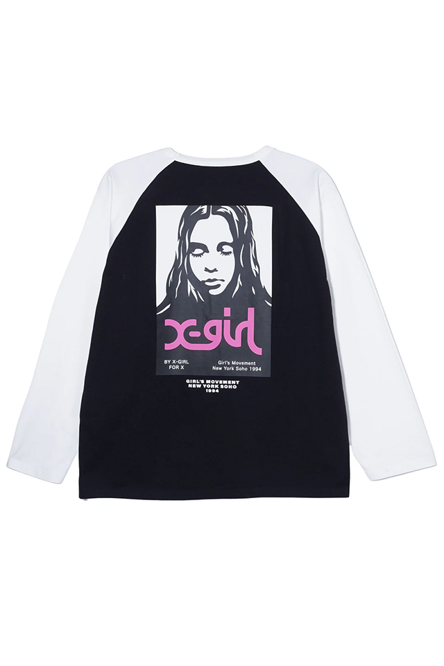 X-girl エックスガール 105243011016 X-girl FACE POSTER B/B BIG TEE ビッグTシャツ BLACK 正規通販 レディース