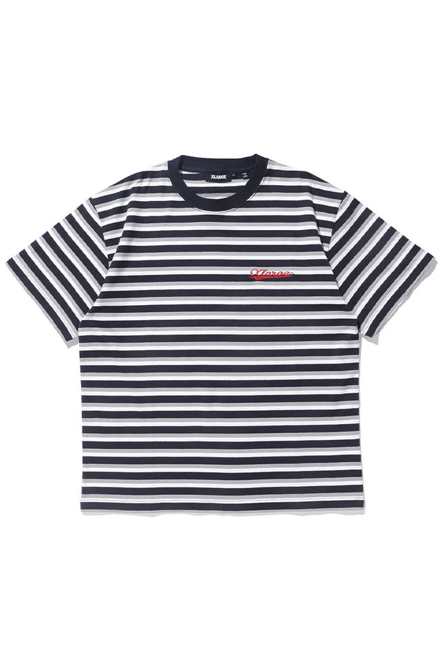 XLARGE エクストララージ 101242011011 BASEBALL LOGO STRIPED S/S TEE ボーダーTシャツ BLACK 正規通販 メンズ レディース