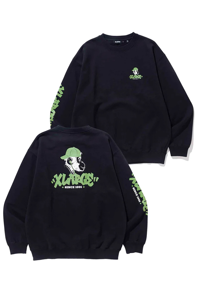 XLARGE エクストララージ 101231012028 TAGGING LOGO CREWNECK SWEAT XLARGE クルーネックスウェット BLACK 正規通販 メンズ レディース