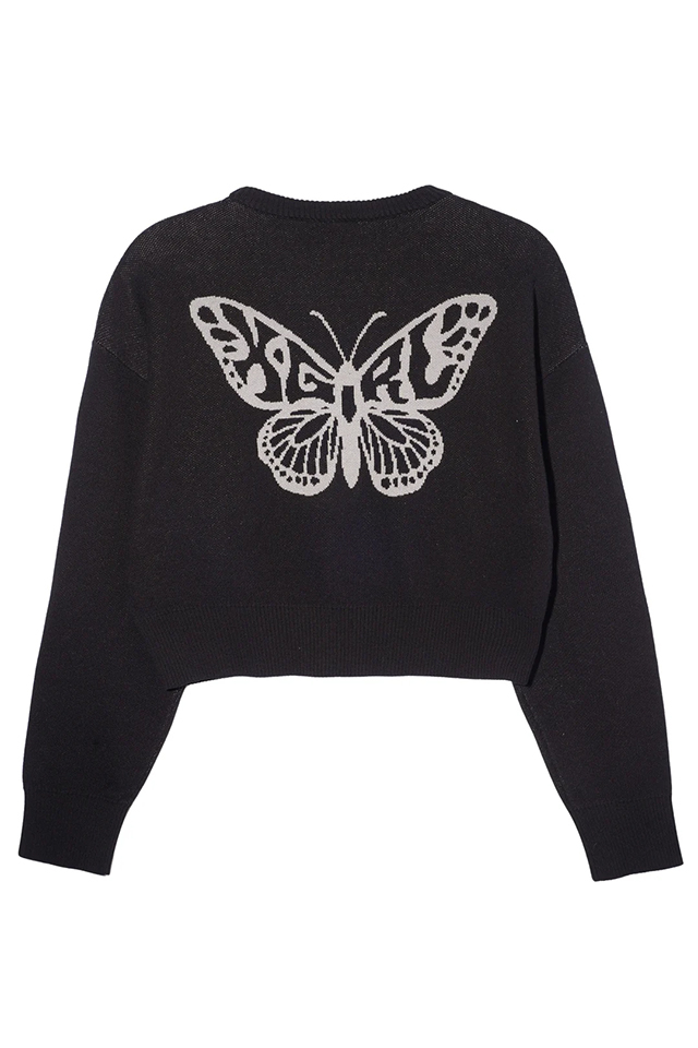 X-girl エックスガール 105243015001 BUTTERFLY COMPACT KNIT TOP コンパクトニット BLACK 正規通販 レディース