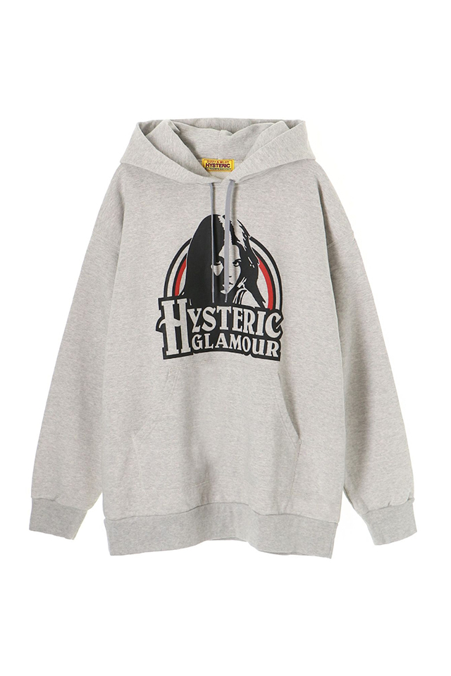 HYSTERIC GLAMOUR ヒステリックグラマー 01243CF01 SUNSET NY オーバーサイズパーカー TOP GRAY 正規通販 レディース メンズ