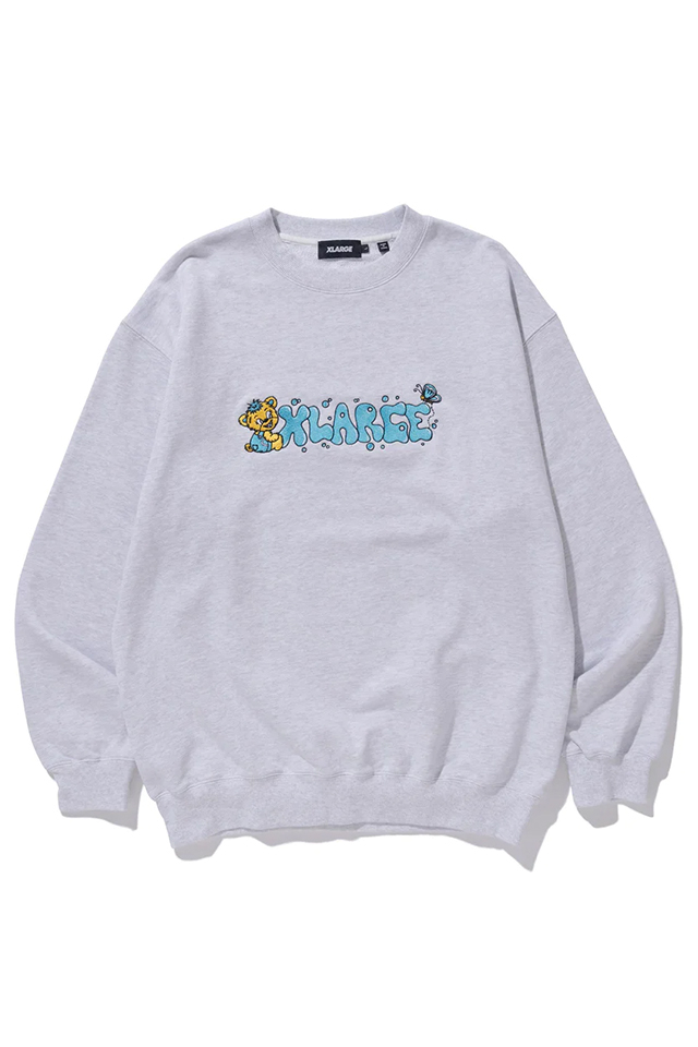 XLARGE エクストララージ 101231012018 MAD BEAR CREWNECK SWEAT XLARGE クルーネックスウェット ASH 正規通販 メンズ レディース