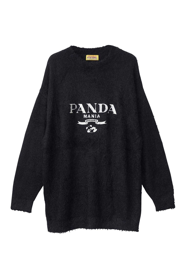 HYSTERIC GLAMOUR ヒステリックグラマー 01243NS12 PANDA MANIA刺繍 セーター BLACK 正規通販 レディース