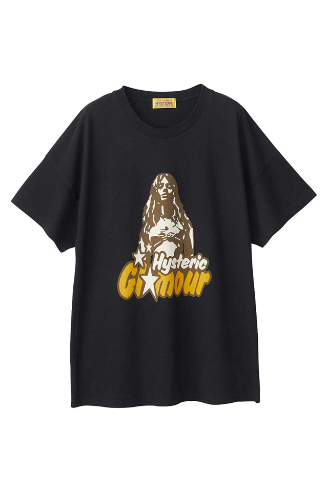 HYSTERIC GLAMOUR ヒステリックグラマー 01243CT02 BAD ASS MAMA オーバーサイズTシャツ BLACK 正規通販 レディース